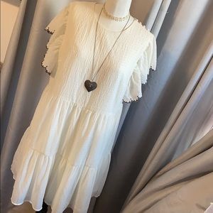 White babydoll beach scrunch dress